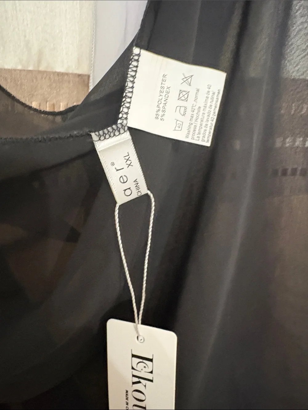 LOQ Black Sheer Chiffon One-Shoulder Blouse